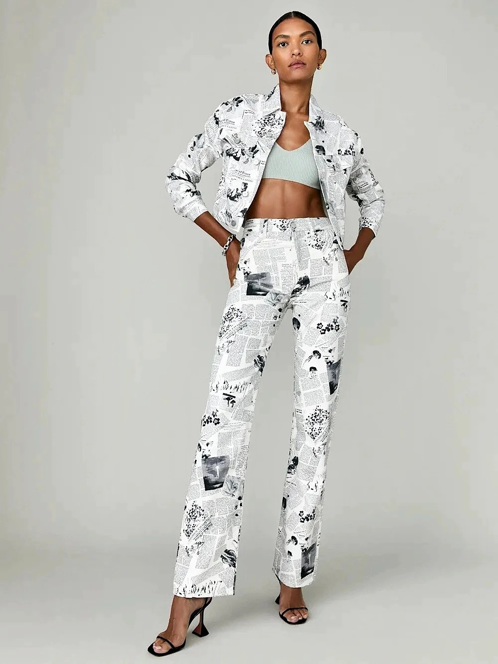 Reformation Climate Newsprint Straight Jeans